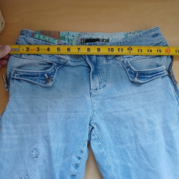 PARASUCO 2000 Y2K Women Jeans Size 30 Unique Original Model Laces Patchwork - Picture 9 of 11